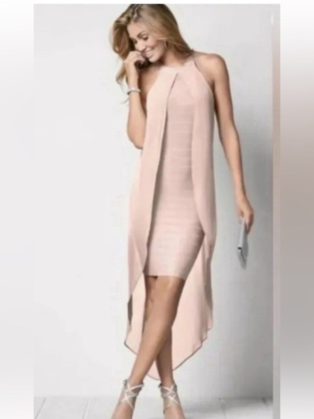 VENUS Blush Pink High-Low Halter Dress